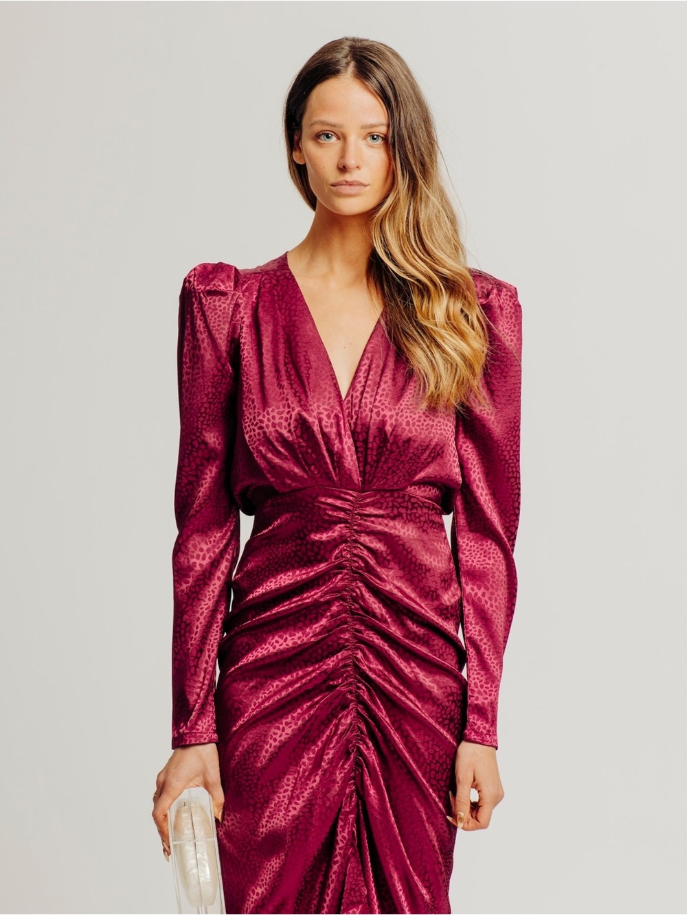 Torn by Ronny Kobo Burgundy Astrid Old Hollywood Regency Dress NWT S